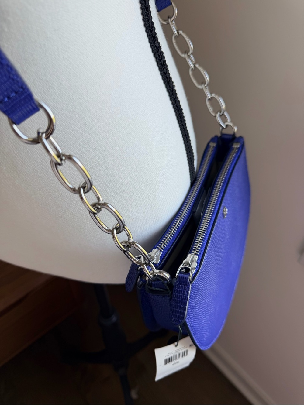 Lauren Ralph Lauren Blue Textured Leather Mini Crossbody Bag NWT - Picture 6 of 11